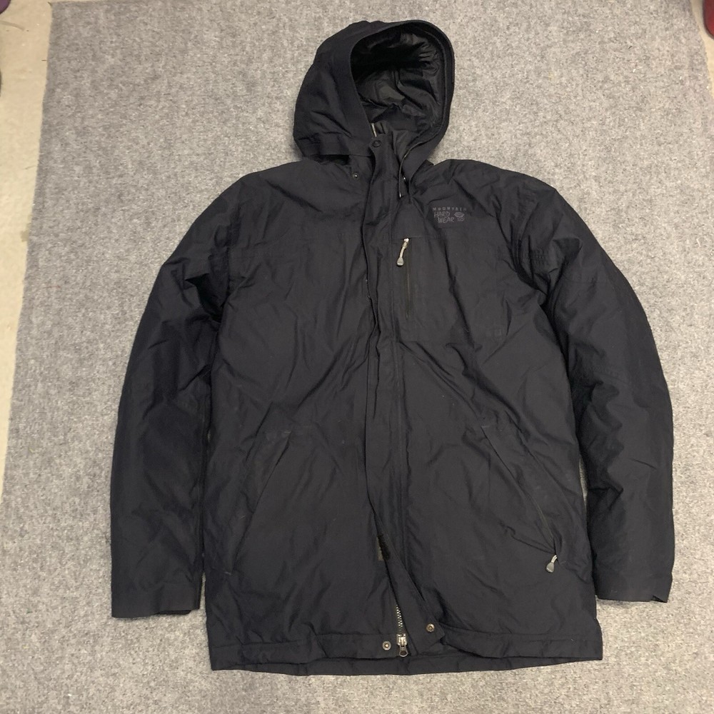 Mountain Hardwear Dry Q Parka Down Jacket Mens Large Black Hooded Full Zip