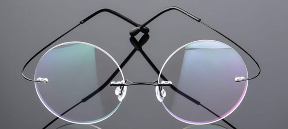 Retro Round Titanium Alloy Frameless Elastic Eyeglasses for Men Women