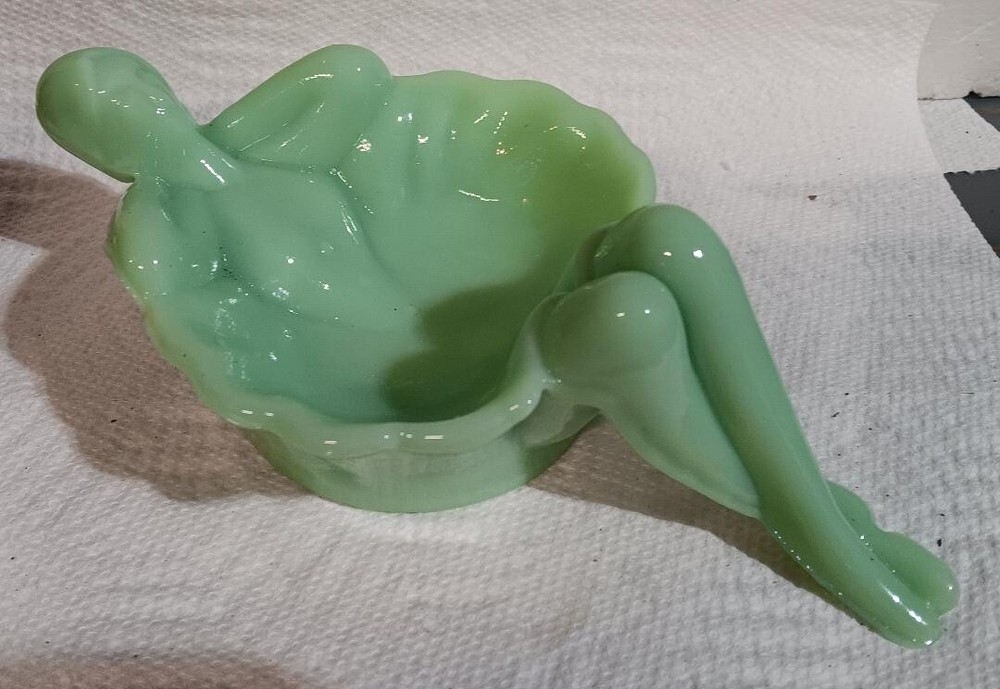 Jade Glass Green Ballerina Soap Dish for Home or Office Counter