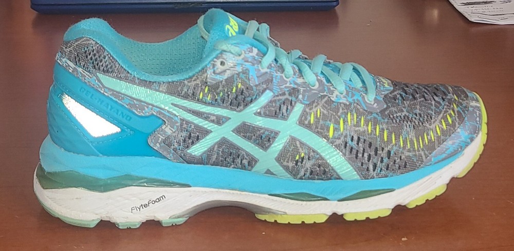 Asics GEL Women's Shoes Sz.7 Kayano 23 Running Floral Sneakers Gray Teal