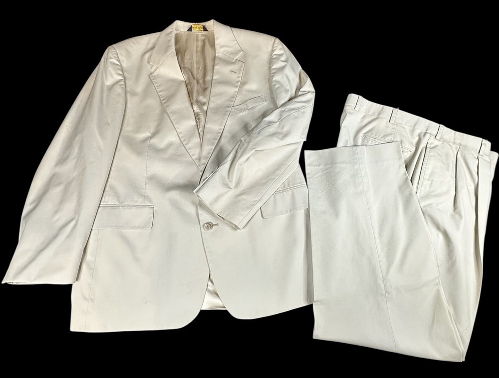 🤍👔 Vintage Brooks Brothers Cream Suit Set Blazer & Pants Classic USA 👔🤍