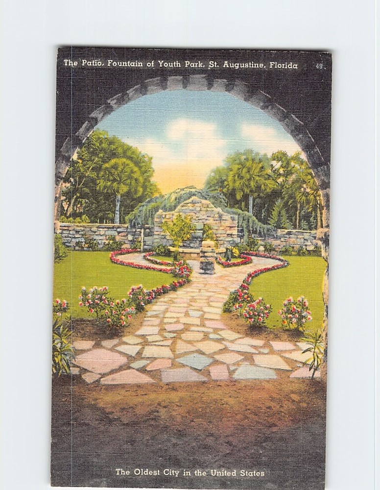 Postcard Patio Fountain of Youth Spring House Park Saint St. Augustine Florida