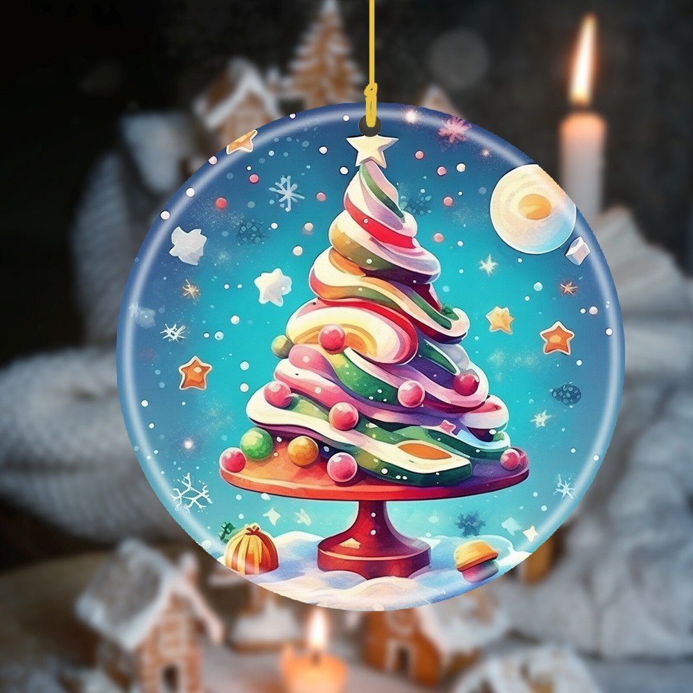 Custom Text Name Personalized Image Ceramic Holiday Ornament Christmas accent-image