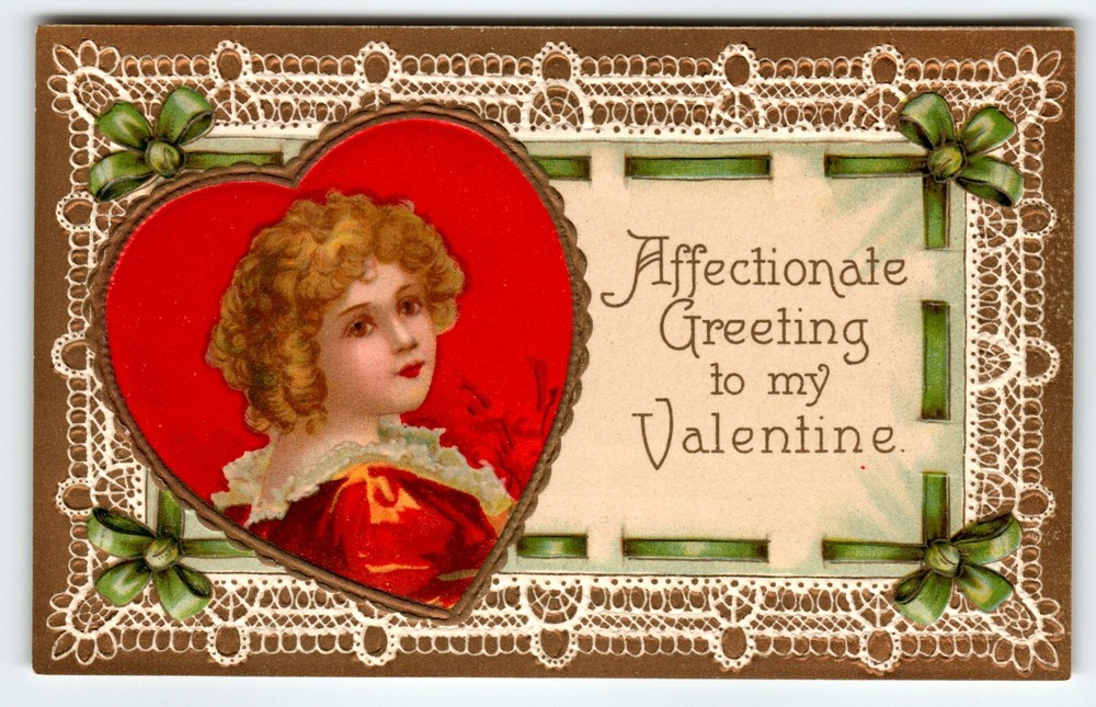 Valentine Postcard Ellen Clapsaddle Affectionate Greetings Germany Embossed 841