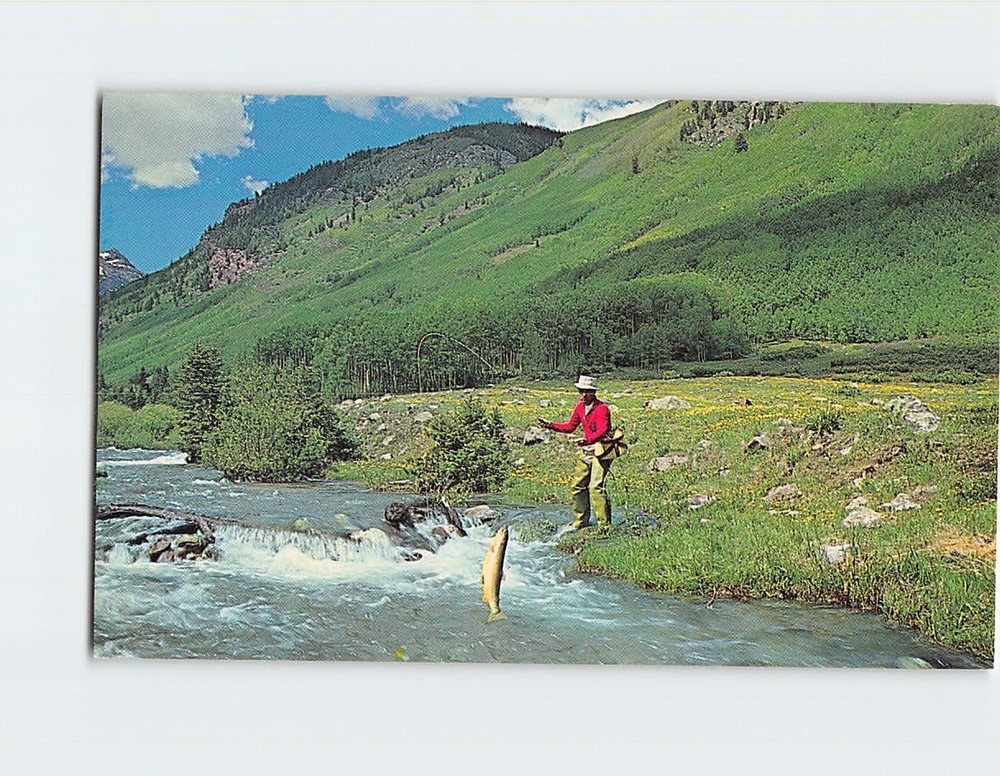 Postcard Man Fishing Scene