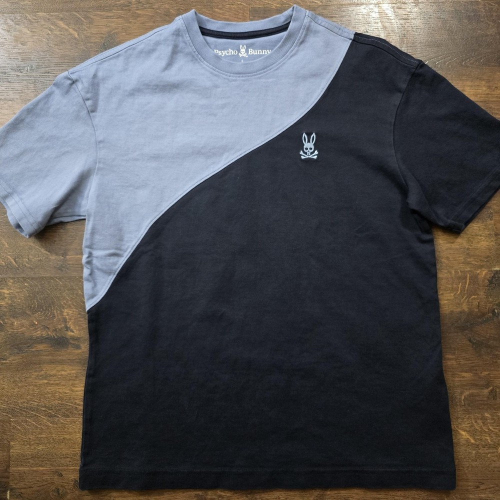 Psycho Bunny Shirt Mens X Small Blue Navy Colorblock Skull Graphic Tee Pima