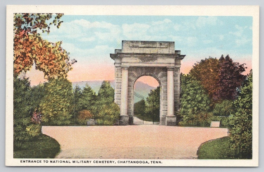 Chattanooga TN National Military Cemetery Entrance Postcard