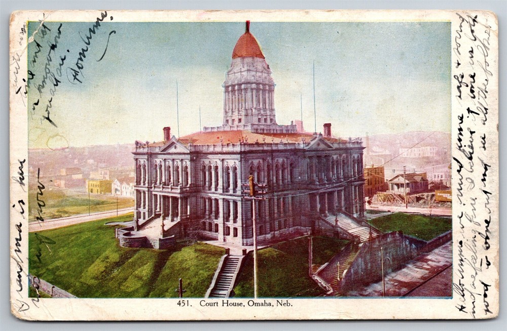 Court House Birdseye View Omaha Neb C1908 UDB Postcard K26