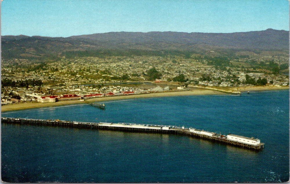 Vintage Postcard Santa Cruz California Monterey Bay Aerial View