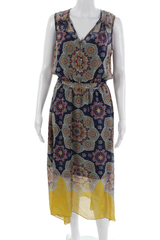 Shoshanna Women Maxi Blouson Dress Dark Blue V Neck Sleeveless Size 4Free Shipping in US $100+ Orders | $6.95 Orders Below