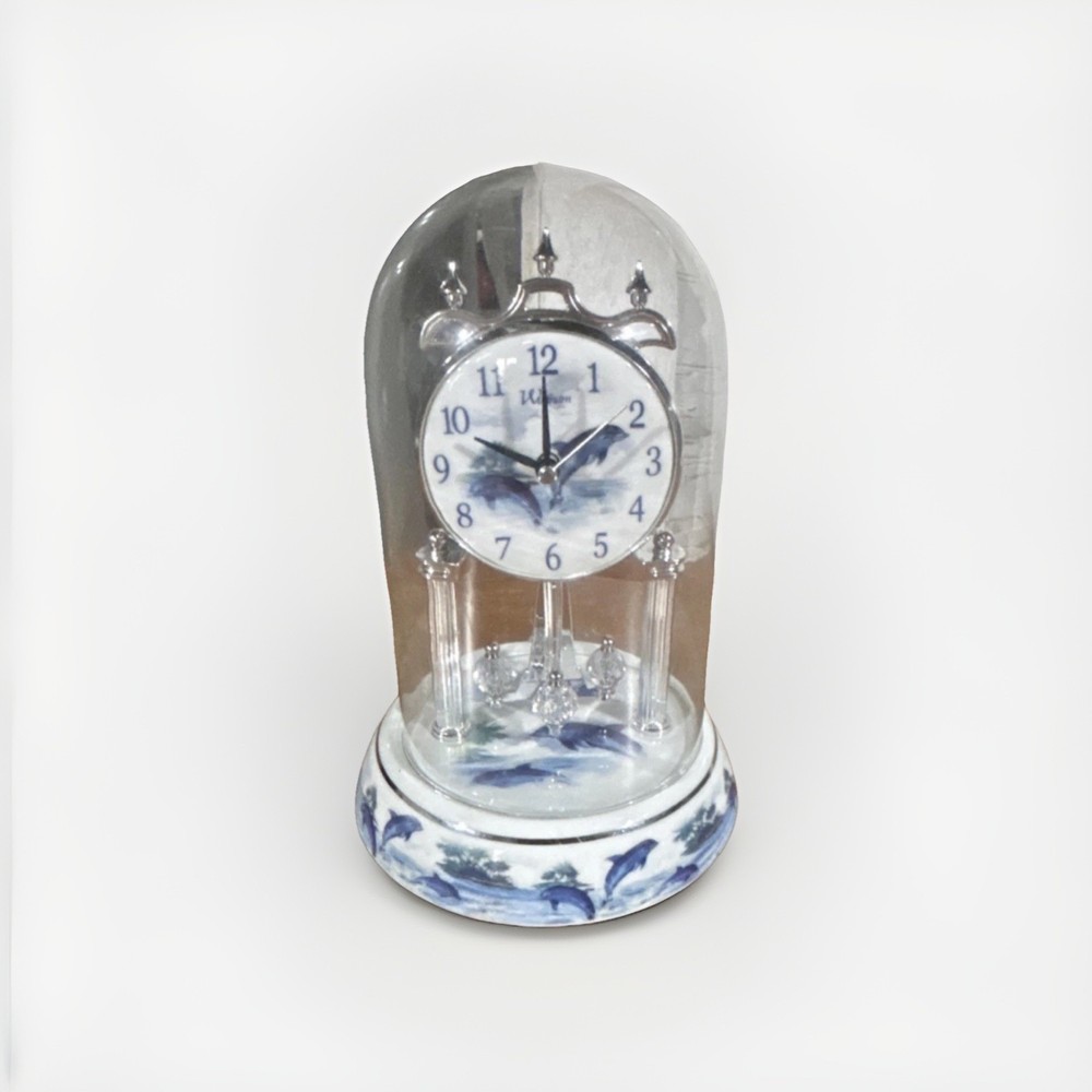 Dolphin Theme Dome Anniversary/Torsion Desk Clock Analog Waltham