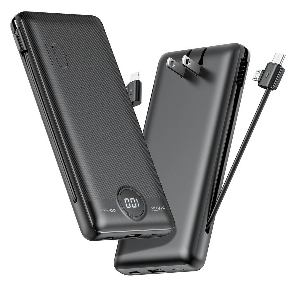 GoHub Slim Portable Charger with Built-In Cables and Wall Plug for Fast Charging On the Go  