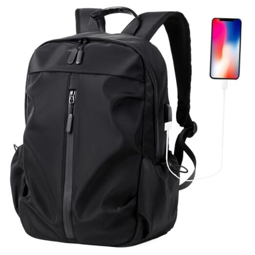 Water Resistant Lightweight Travel Hiking Backpack in Black