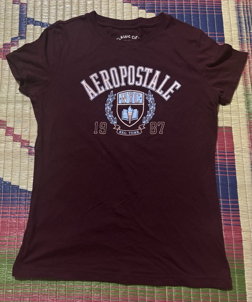 Aeropostale Classic Crew Burgundy NYC Graphic Print Men's T-Shirt Size L