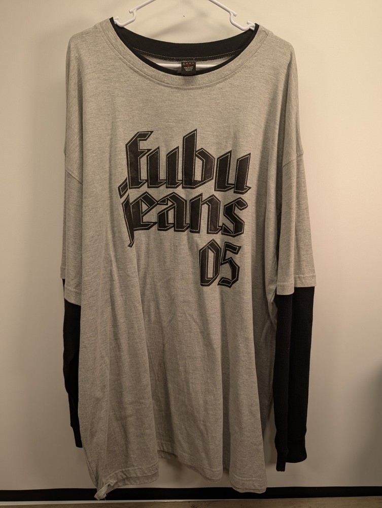 Fubu Jeans Collection Mens Vintage Long Sleeve T Shirt 3XL Y2K 2000s Skater Punk