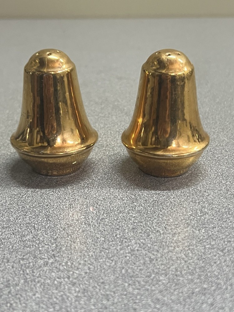 Vintage Gold 22kt 3” Salt and Pepper Shakers