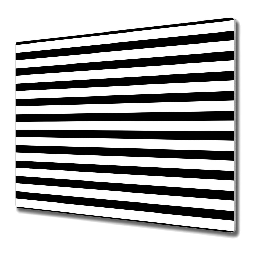 Glass Cutting Board Worktop Saver Stripe Black and White Stripes 60x52