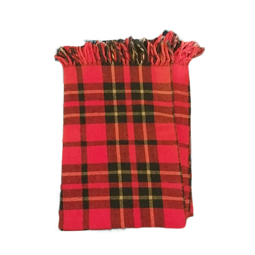 Vintage Faribo Woolen Pure Wool Fringed Plaid Throw Blanket 62x46 Vermilion