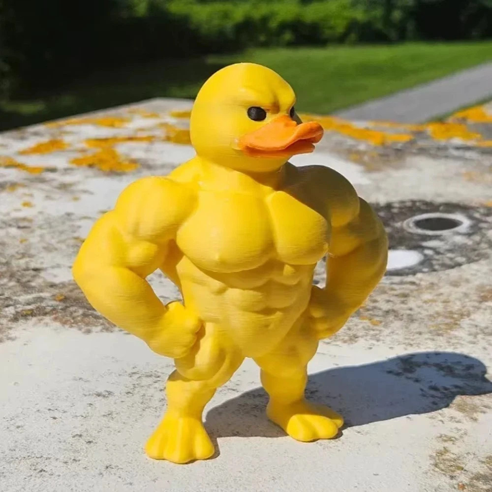 3D Muscle Duck Figurine Desktop Decor Cute Whimsical Indoor Outdoor Statue