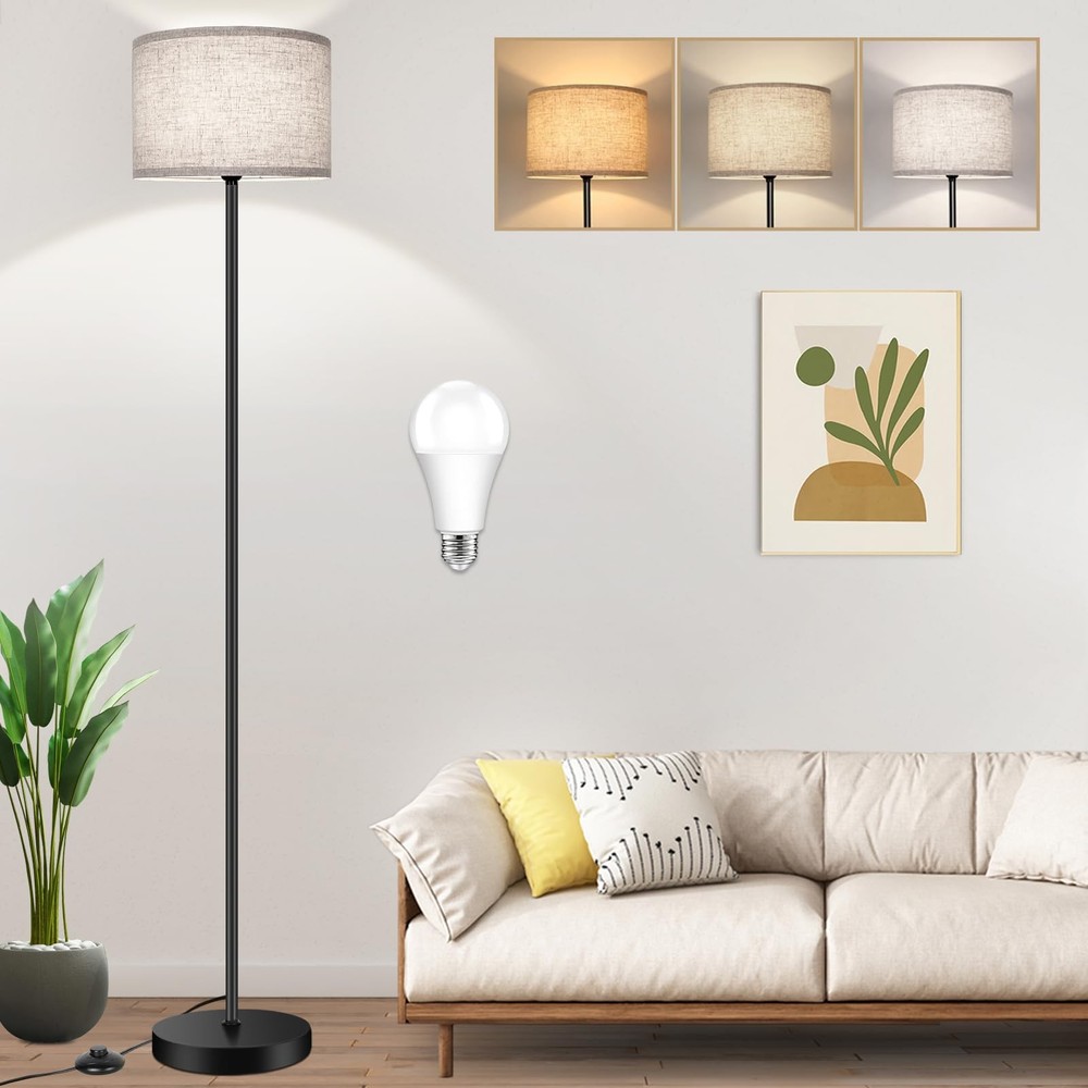 Floor Lamp for Living Room Bedroom with 3CCT LED Bulb, Modern Standing Lamp D...