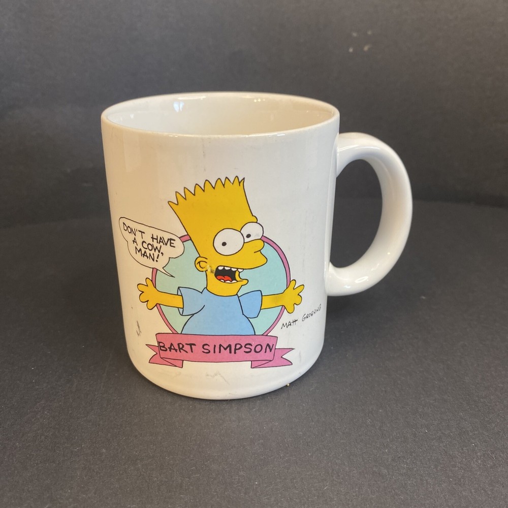 Vintage 1990 The Simpsons Bart Simpson Don't Have a Cow, Man! Coffee Mug Cup
