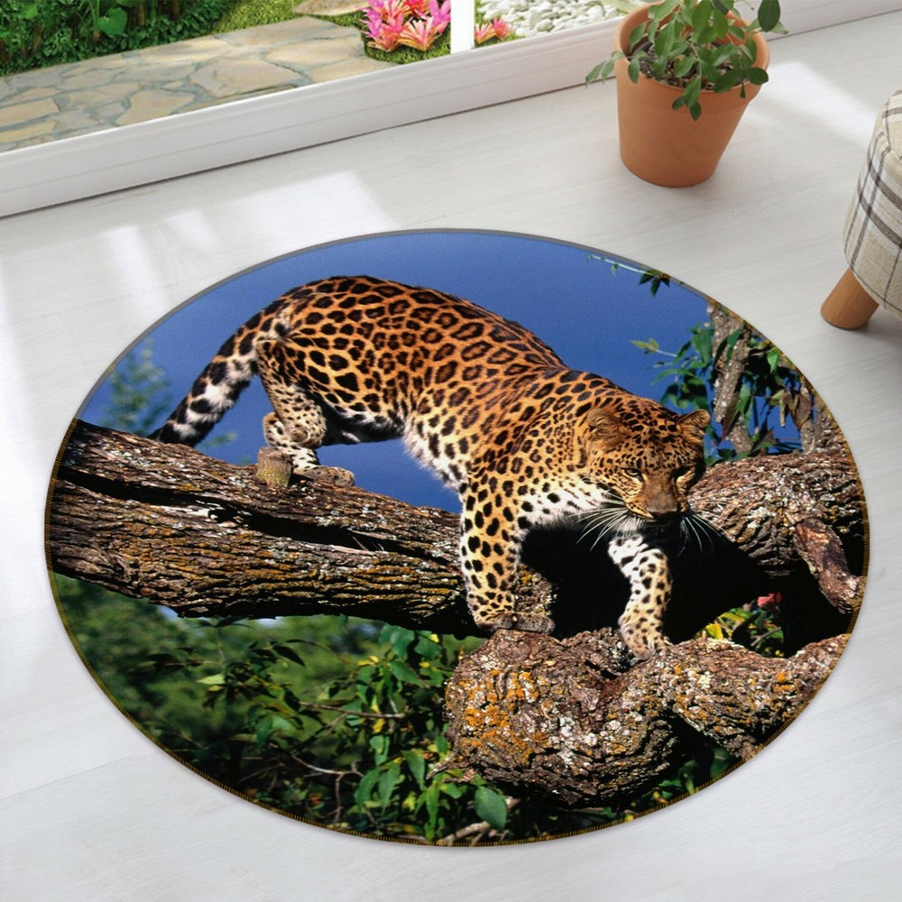 3D Branch Tree Leopard O17844 Animal Non Slip Rug Mat Elegant Photo Carpet Fay