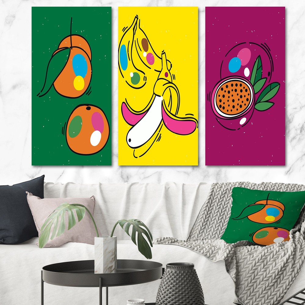 Designart 1990s Pop Art Fruit Designs I Modern Art Print