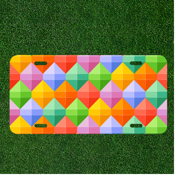 Custom Personalized Car License Plate in Vibrant Geometric Color Design