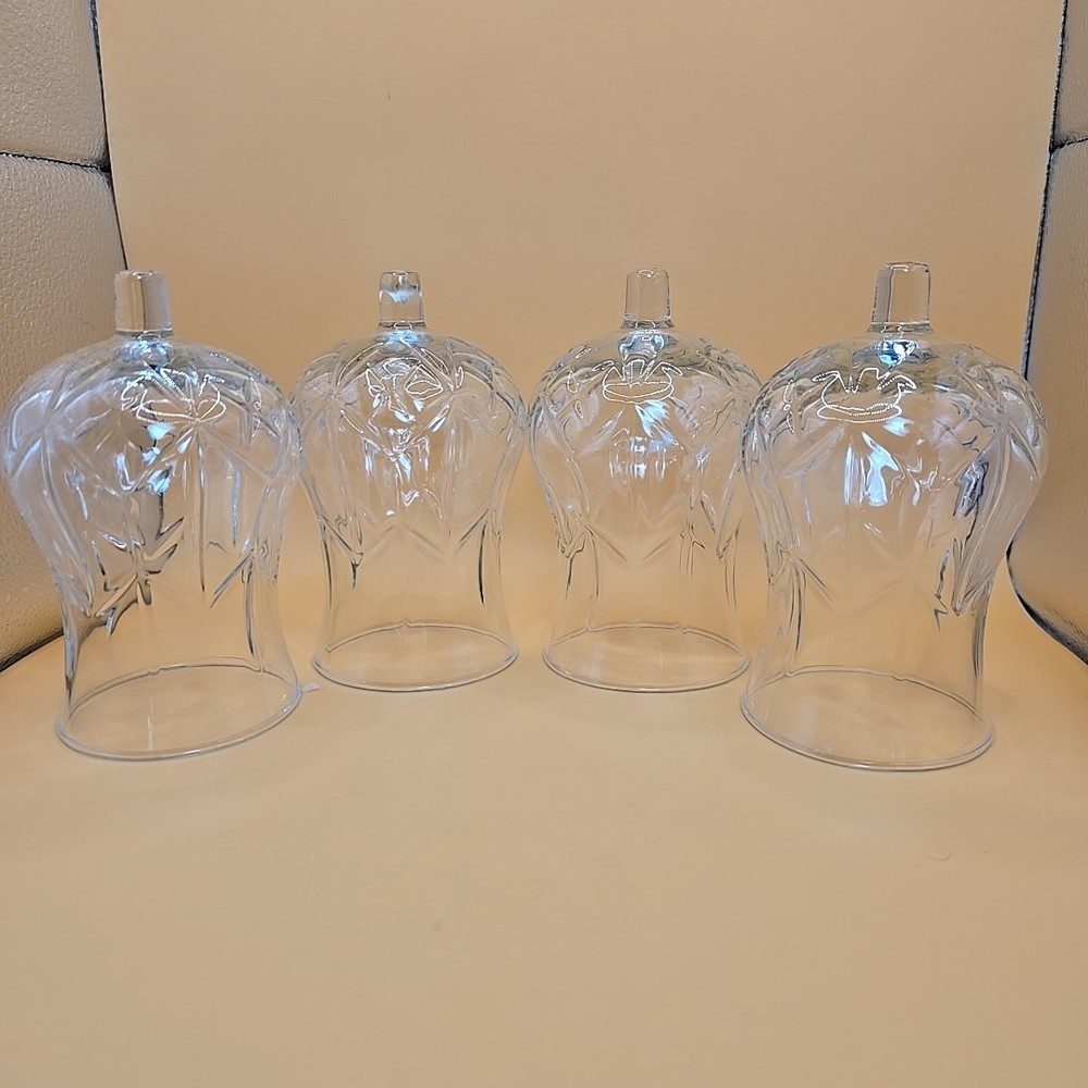 4 VTG Homco Clear Diamond Tulip Pattern Votive Peg Glass Candle Holder 5.5 In