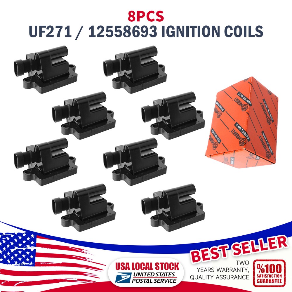 High Performance 8PCS Square Ignition Coils For Chevy GMC 4.8L 5.3L 6.0L UF271