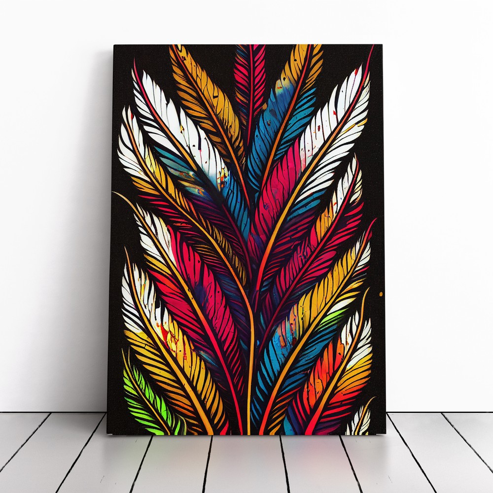 Splashed Feathers No.1 Abstract Canvas Wall Art Print Framed Picture Home Decor