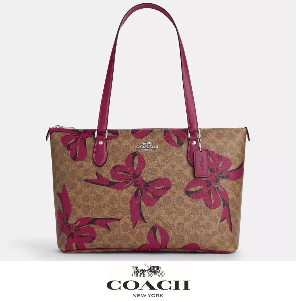 NWT Coach Gallery Tote Bag In Signature Canvas With Bow Print CZ174 🎁
