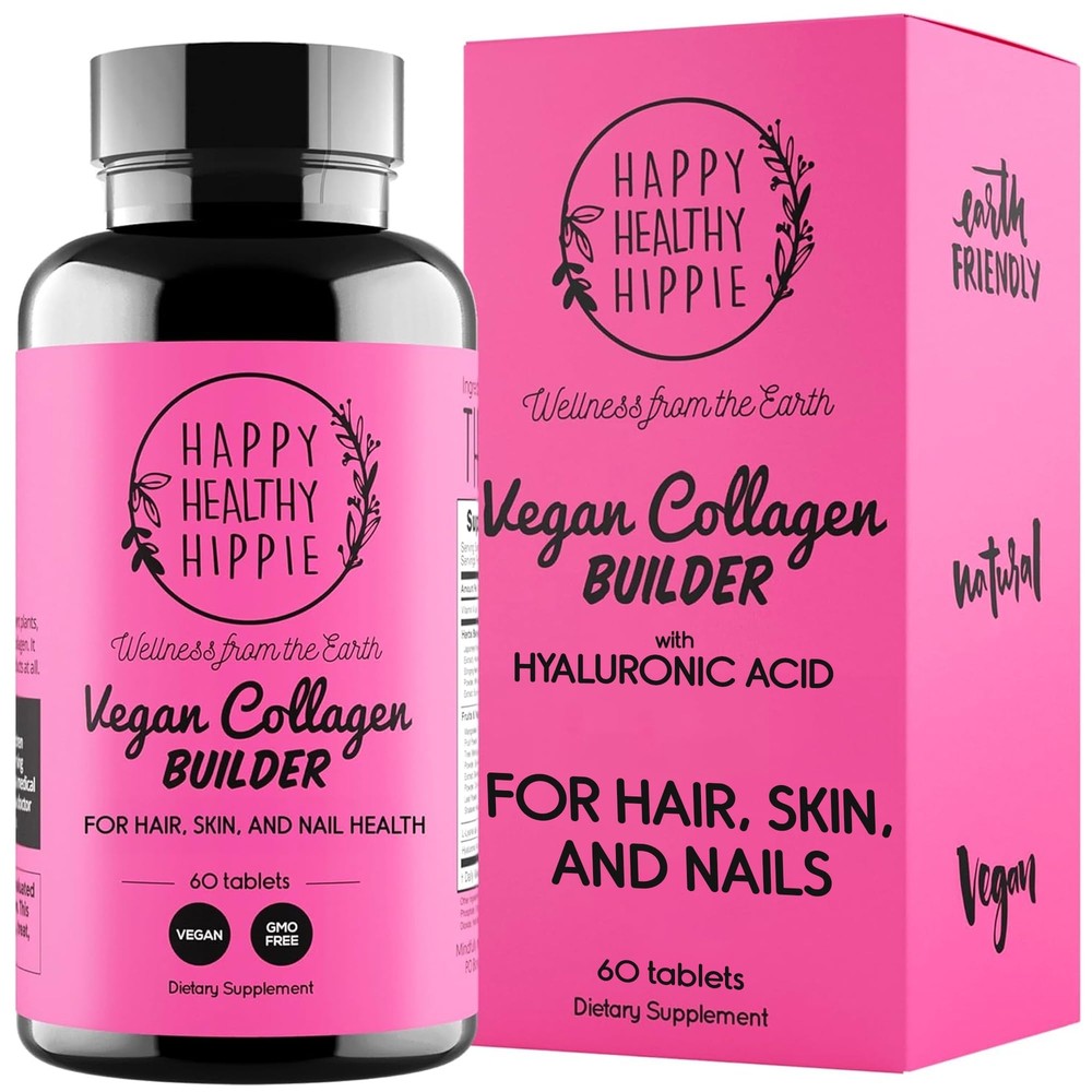 Vegan Collagen Builder w/ Hyaluronic Acid – Hair Skin and Nails Vitamins for ...