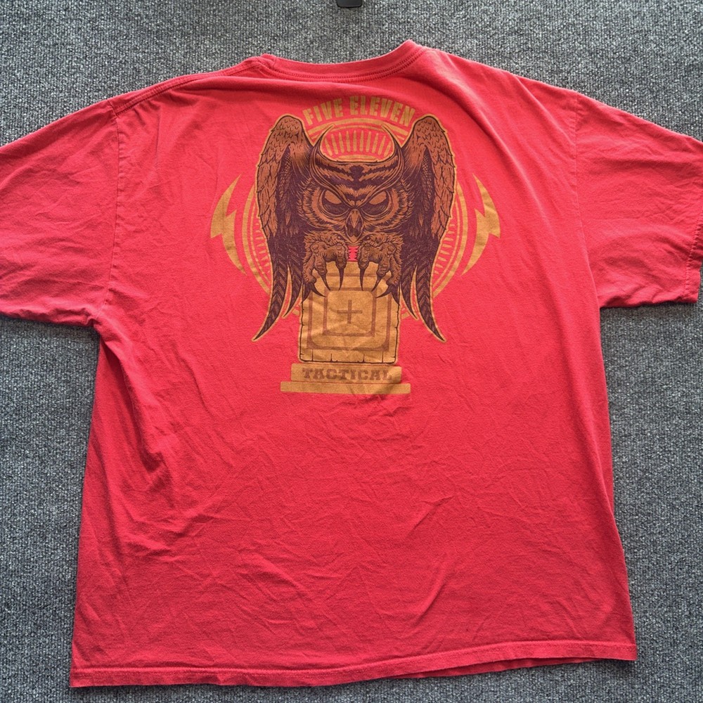 5.11 Tactical Shirt Mens 2XL XXL Red Crew Neck Short Sleeve Owl Casual