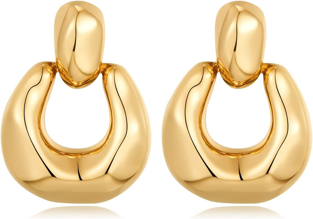 Gold Silver Retro Hoop Dangle Statement Earrings for Women in Multiple Styles