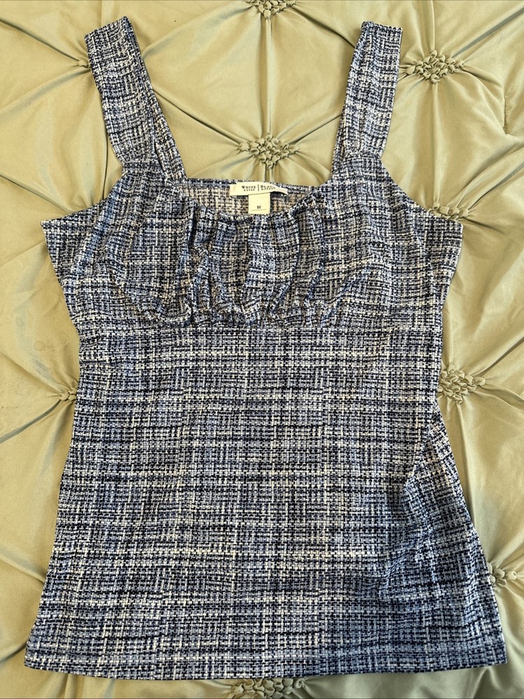 White House Black Market Sleeveless Tank Blue Top Shirt Womens Medium #523