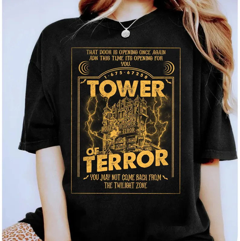 Disney Retro Tower Of Terror Black T Shirt Size S - 5XL