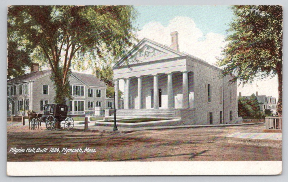 Pilgrim Hall Plymouth MA Massachusetts A.S. Burbank German Postcard Early 1900s