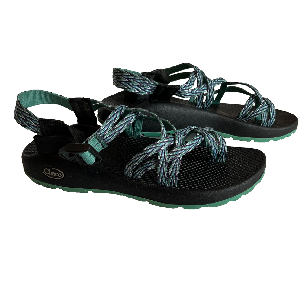 Chaco ZX/2 Womens Hiking Sandals Black Teal Size 10 Outdoor Beach Walking