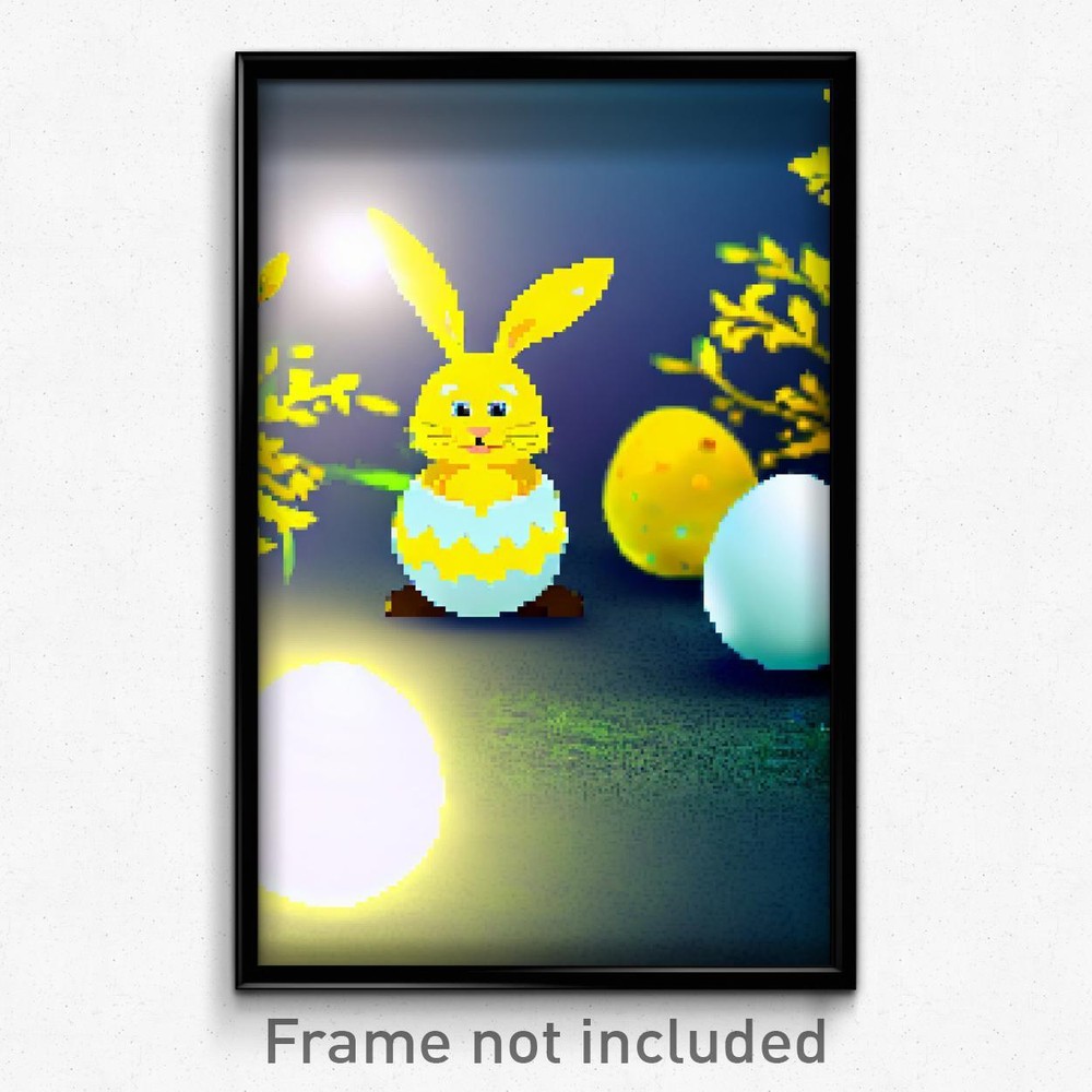 Pixel Art Poster - Yellow Easter (8 Bit Psychedelic Trippy Video Game Print)