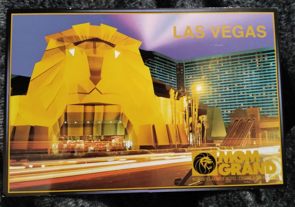 Las Vegas MGM Grand Hotel Casino Vintage Postcard Front Entrance💥