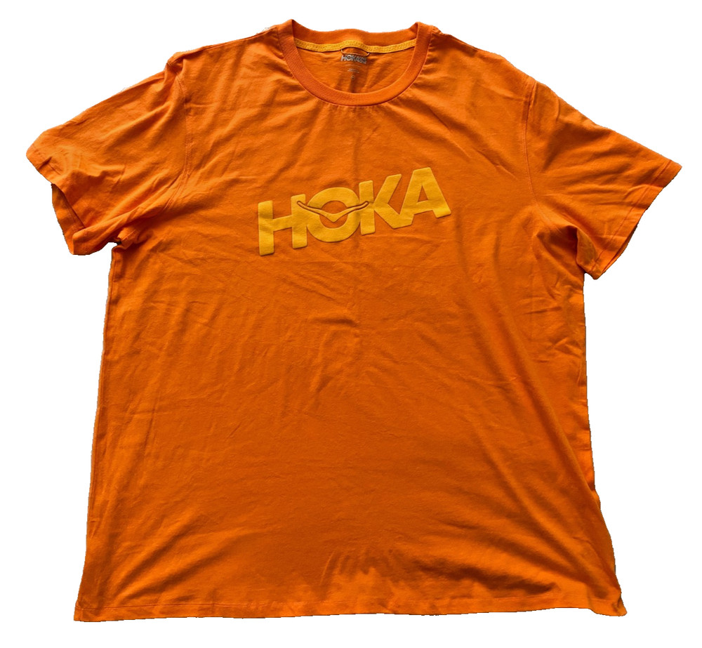 Hoka One One Men’s Running Shirt XXL Orange Short Sleeve Performance Tee