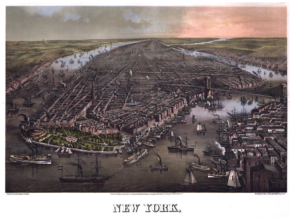 Decor Poster. Fine Graphic Art. New York panoramic view. Home Wall design. 1078