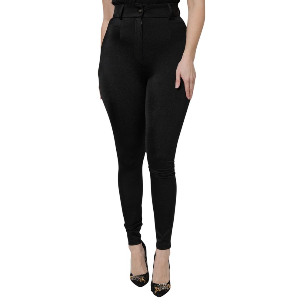 DOLCE & GABBANA Pants Black Nylon High Waist Slim Fit Trouser IT40/US6/S 900usd