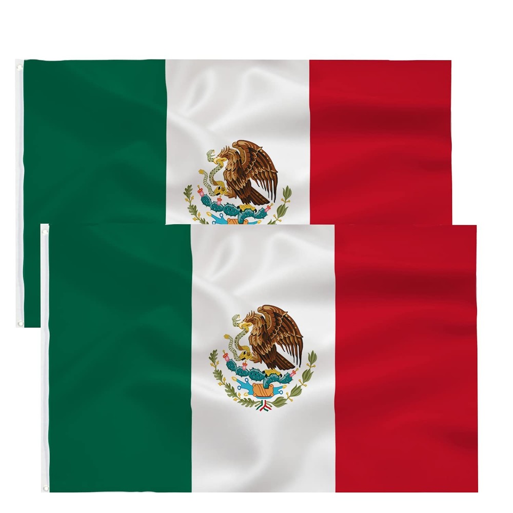 2packs Mexico Flag 3x5 Foot- Mexican National Flags Indoor/Outdoor Quality Polye