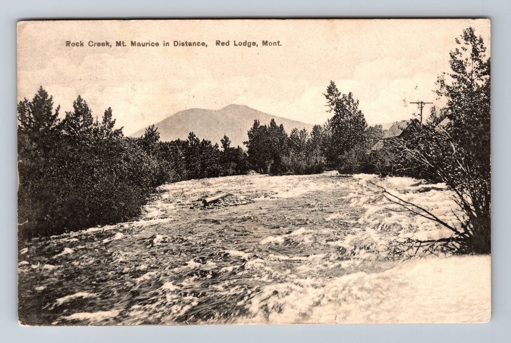 Red Lodge, MT-Montana, Rock Creek & Mt Maurice View c1911 Post Vintage Postcard
