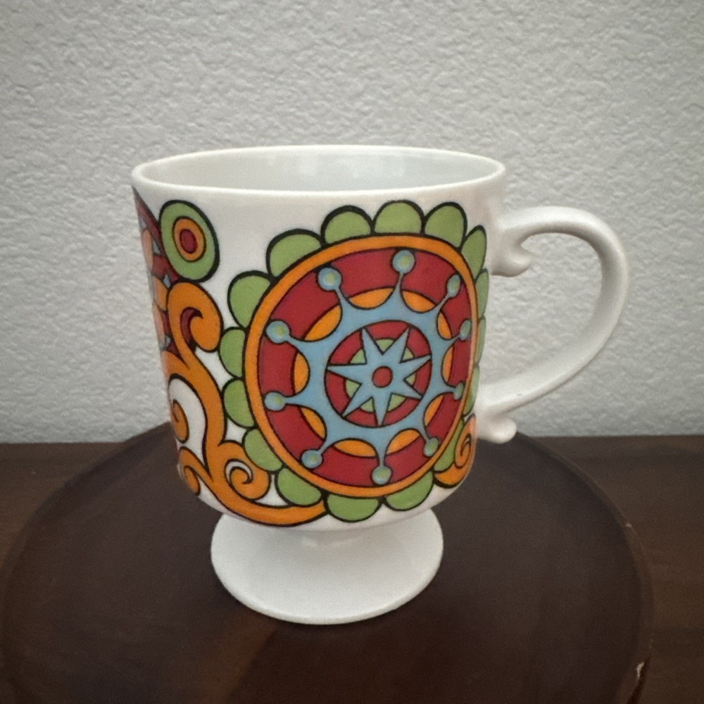Vintage Alhambra Japan Footed Irish Coffee Mug 60s Retro Groovy Pedestal Cup