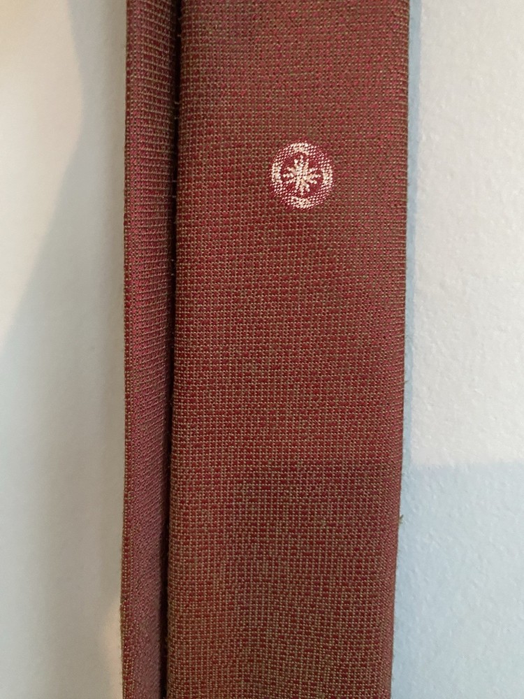 Vtg 1960s Rhees Clothes Shop Sidney Ohio Skinny Tie Red Gold-olive Mid Century