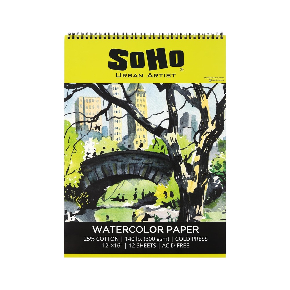 Watercolor Spiral Pad 12x16 Inch 140lb Cold Press Acid-Free ECF 12 Sheets-image