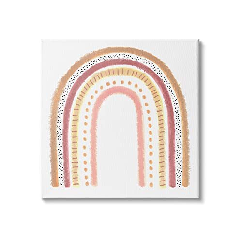 Patterned Stripe Rainbow Brown Pink Yellow Canvas Wall Art, 24 x 24